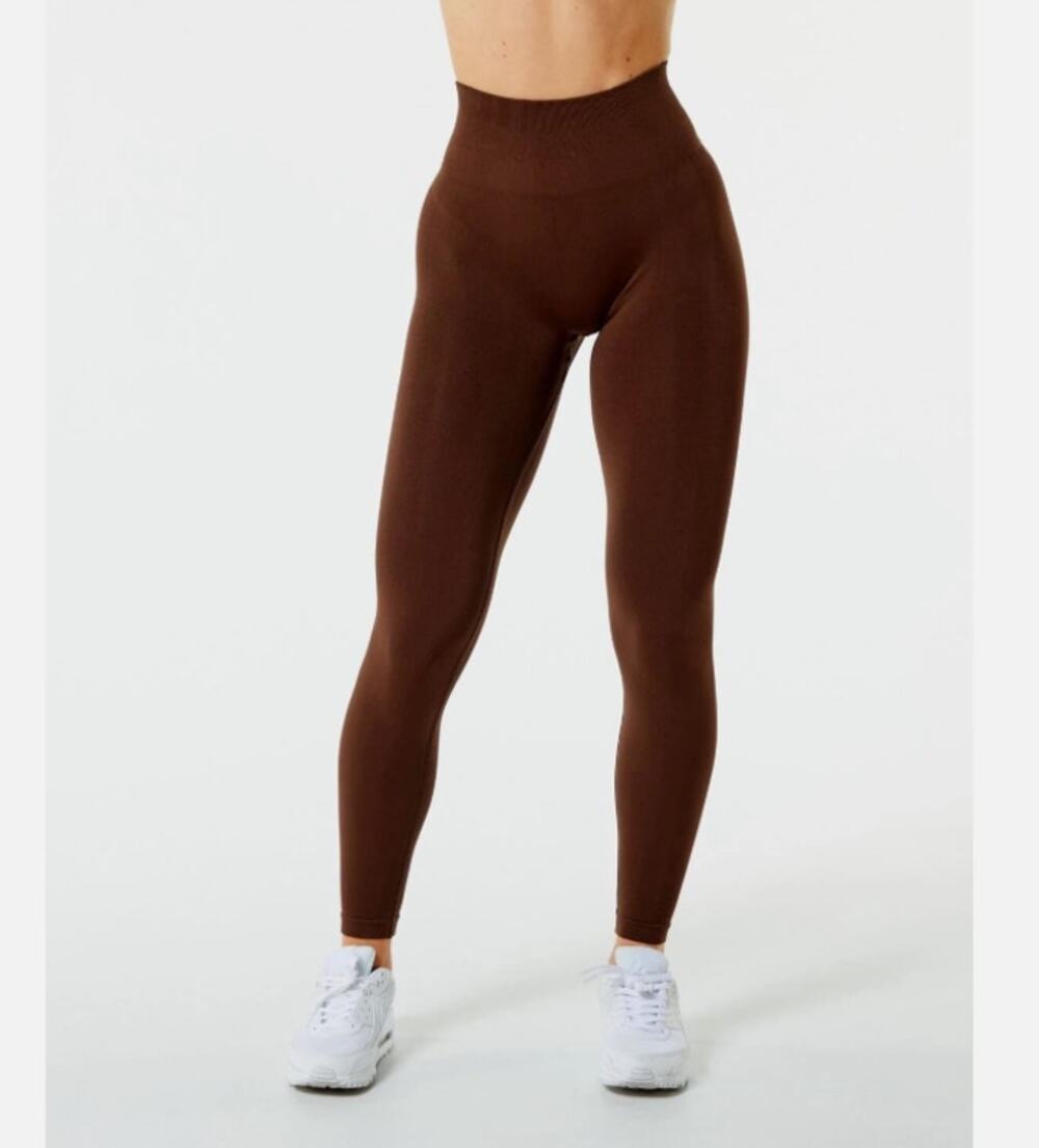 ALPHALETE Amplify Leggings Scrunch High Waist Stretch Rich Brown Womens Size S